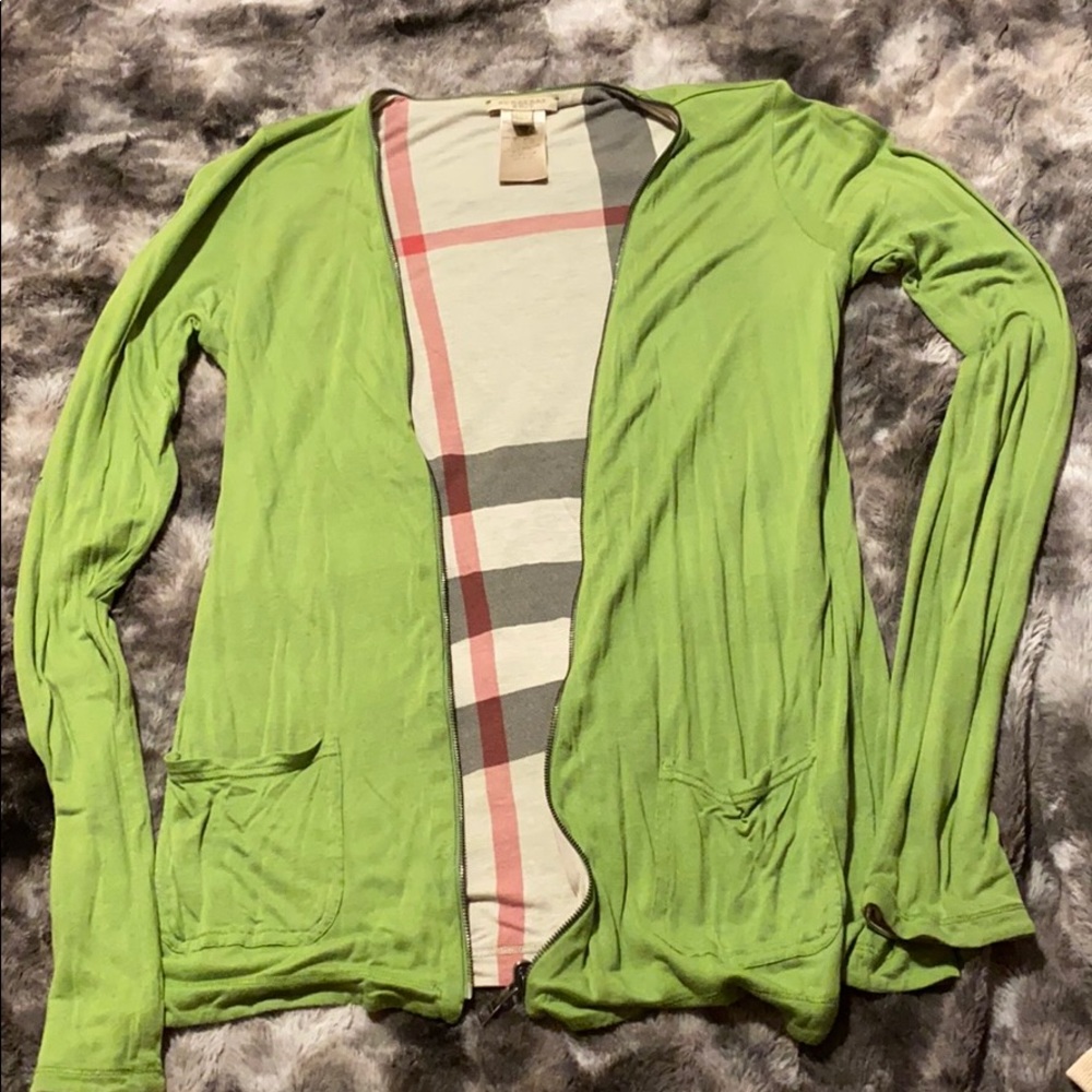 Authentic Green Burberry Zip Cardigan